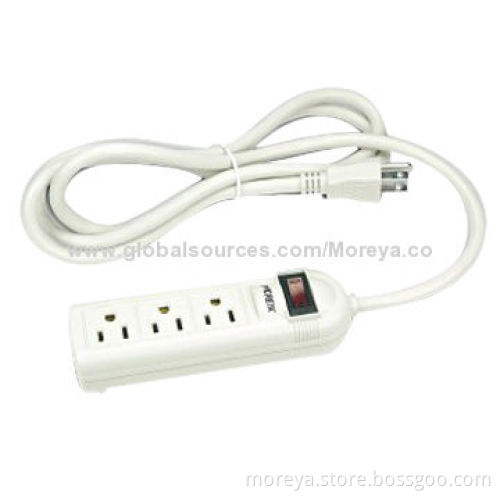 Power Strip of American Standard, with 3 Socket Outlets, PC + ABS Plastic, Extension CordNew